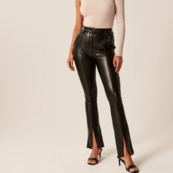 Abercrombie u0026 Fitch | Pants u0026 Jumpsuits | Abercrombie Vegan Leather Split  Hem Pants Size 26 | Poshmark